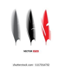 Birds feathers vector icon collection. Simple plume illustration or logo isolated on white background