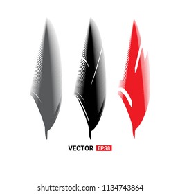 Birds feathers vector icon collection. Simple plume illustration or logo isolated on white background