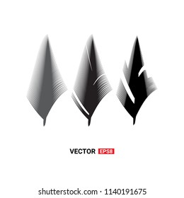 Birds feathers vector icon collection. Simple plume illustration or logo isolated on white background