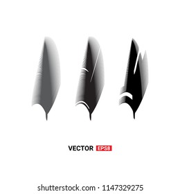 Birds feathers vector icon collection. Simple plume illustration or logo isolated on white background