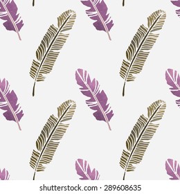 Birds feathers watercolor seamless pattern. Repeating boho background texture, tribal art print. Fabric design, wallpaper 