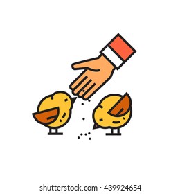 Birds Feeding Line Icon