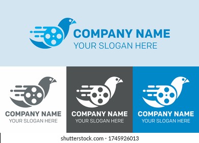 Birds with Film Equipment. Good logo design for Movie Maker, smart logo design bird film production