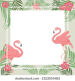 flamencos y flores. marcos con flamingo. fondo flamingo