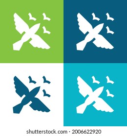 Birds Flat four color minimal icon set
