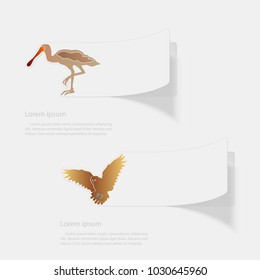 Birds. Flat sticker with shadow on white background. Vector illustration