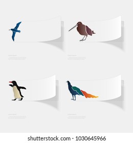 Birds. Flat sticker with shadow on white background. Vector illustration