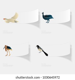 Birds. Flat sticker with shadow on white background. Vector illustration