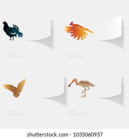 Birds. Flat sticker with shadow on white background. Vector illustration