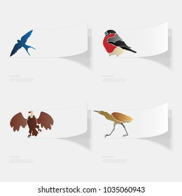 Birds. Flat sticker with shadow on white background. Vector illustration