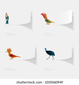 Birds. Flat sticker with shadow on white background. Vector illustration