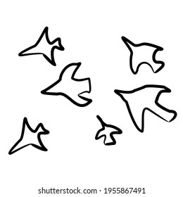 Birds. A flock of birds. Drawings of primitive people on stone. Illustration in ethnic style.