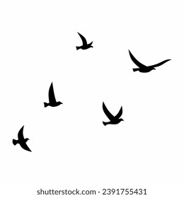 Birds flock silhouette vector. Birds flock silhouette can be used as icon, symbol or sign. Birds flock icon for design related to animal, wildlife or landscape
