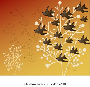 birds flocking vector