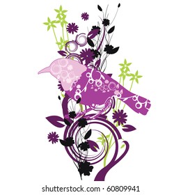 birds and  floral background