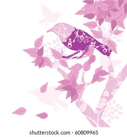 birds and  floral background