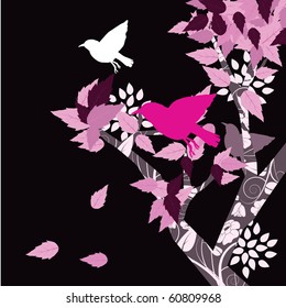 birds and  floral background