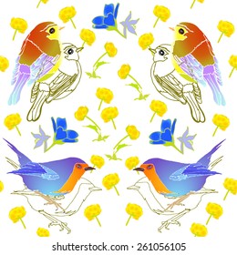 birds and floral  seamless vector