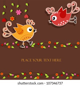 Birds with flowers