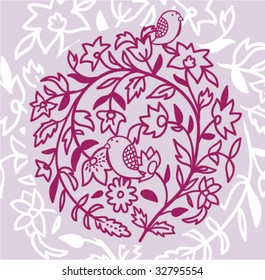 Birds and flowers.