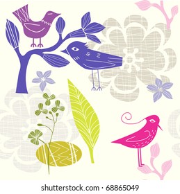 birds and flowers
