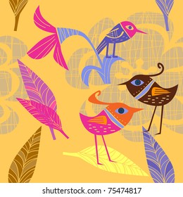 birds and flowers