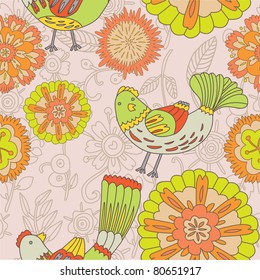 birds and flowers