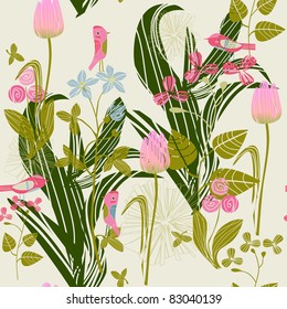 birds and flowers