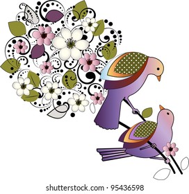 Birds and flowers