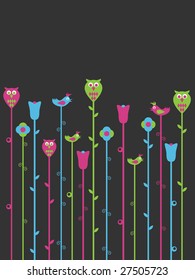 birds and flowers background with copy space