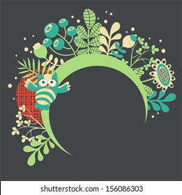 Birds and flowers banner for your beautiful card. Vector illustration. 