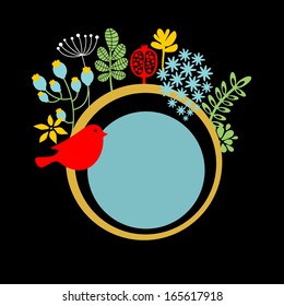 Birds and flowers banner for your beautiful card. Vector illustration. 