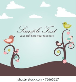 Birds and flowers card