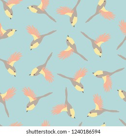 birds and flowers seamless pattern soft colors vector
