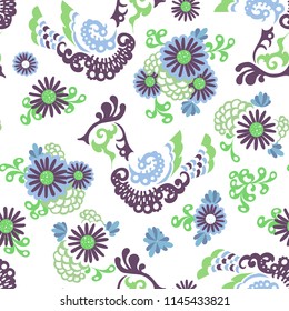 Birds and flowers seamless pattern vector. Colorful and ornate ethnic pattern. Boho background.