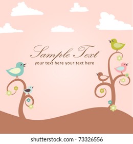 Birds and flowers spring card
