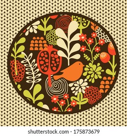 Birds and flowers textile pattern. Vector texture. 