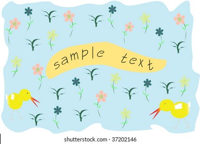 birds and flowers, vector art illustration