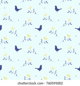 Birds and flowers. Vector illustration