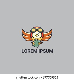 birds fly with bring books google glass logo symbol  education wishdom learning school 