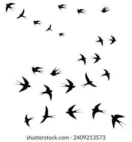 birds fly in a flock to warm countries,vector illustration