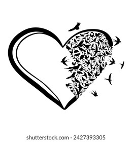 birds fly from the heart,vector illustration