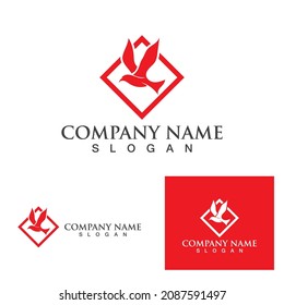 Birds fly on the beach logo