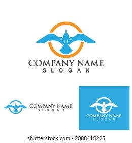 Birds fly on the beach logo
