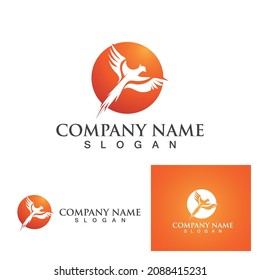 Birds fly on the beach logo