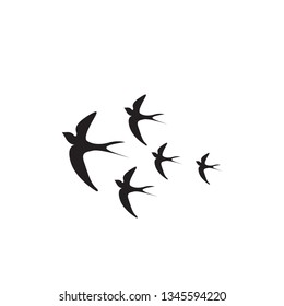 Birds fly vector icon flat