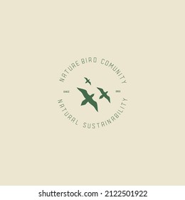 BIRDS FLY VINTAGE LOGO DESIGN VECTOR GRAPHIC ILLUSTRATION SYMBOLS ICON