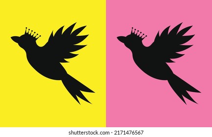 Birds Flying With Crown, Bird Vector Icon Graphic Illustration