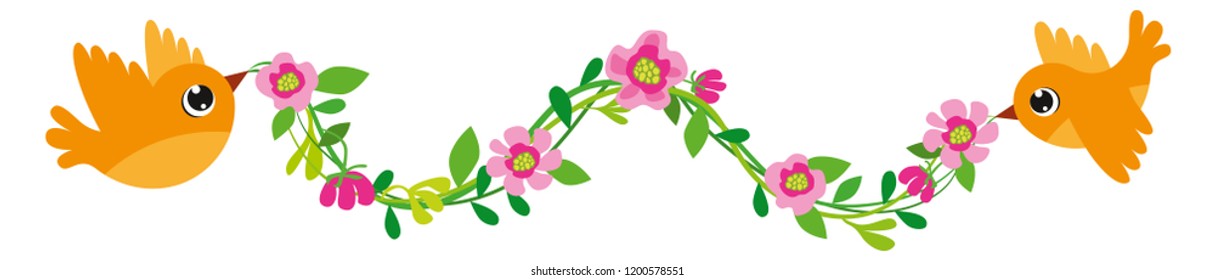 Birds Flying with flower Banners Vector image