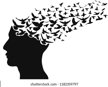 Birds Flying Human Head
